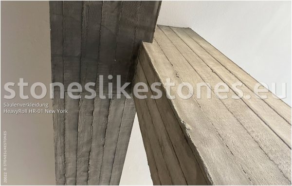 StoneslikeStones 21117_–_Saeulenverkleidung mit HeavyRoll Betonoptik Brettschalung
