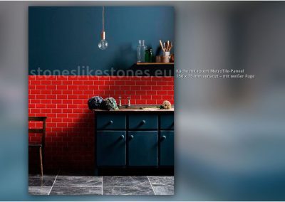 StoneslikeStones MetroTile 27601 – Küche mit BEVEL METRO OFFSET ROT – Download mit Rechtsklick