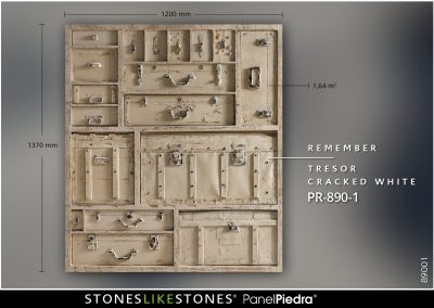 StoneslikeStones PanelPiedra PR-890-1 Remember TRESOR cracked white – Muster Abb. 89001
