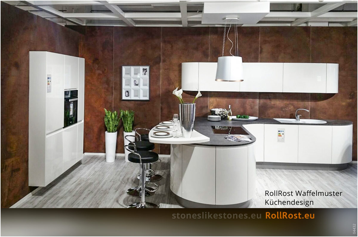 Rostdesign Rostwand / Rosttapete für Küchenausstellung