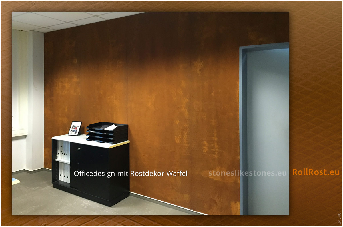 Officedesign mit Rosttapete, Rostdesign Rostwand