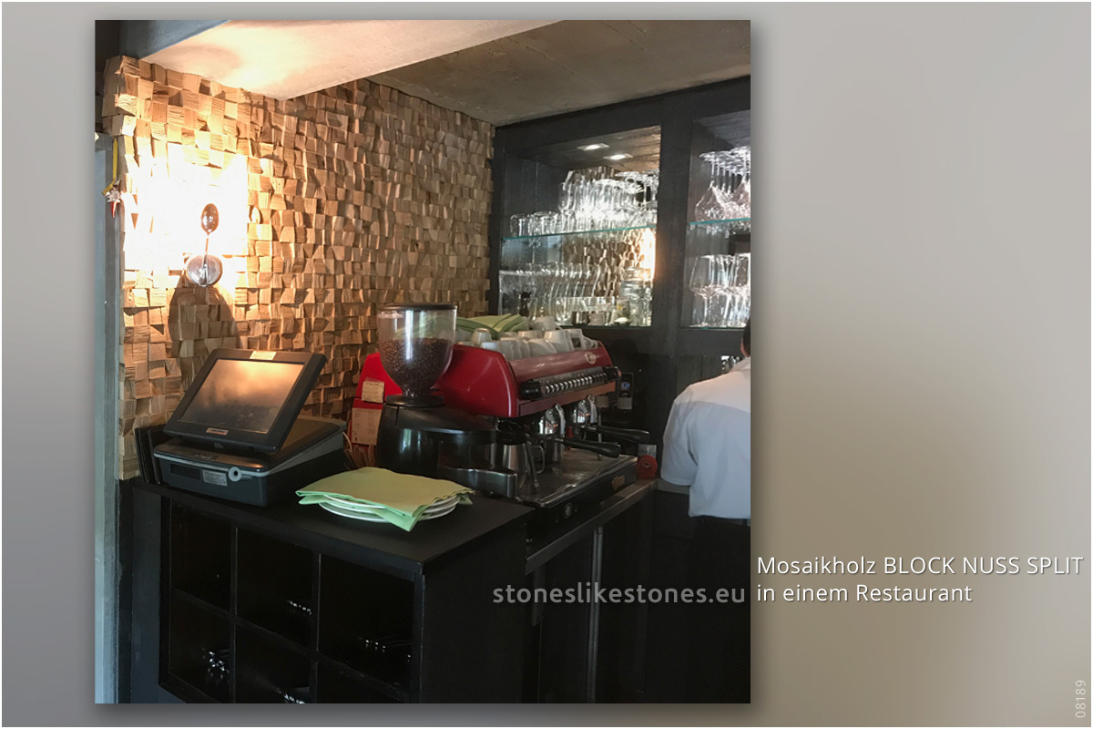 StoneslikeStones Mosaikholz 08189 – MH08 N – BLOCK NUSS SPLIT – Gastronomie
